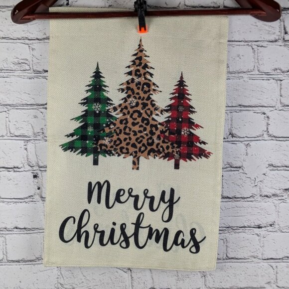 merry christmas three trees garden flag - Picture 1 of 6